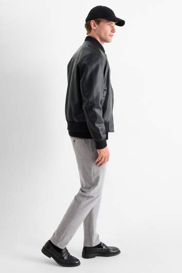 Men - Chinos - tapered fit - check - light gray