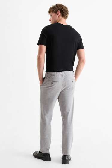 Men - Chinos - tapered fit - check - light gray