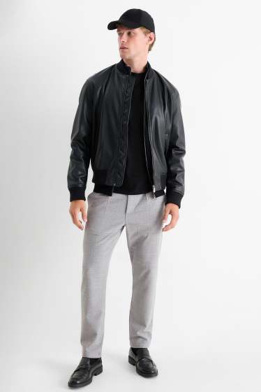 Men - Chinos - tapered fit - check - light gray