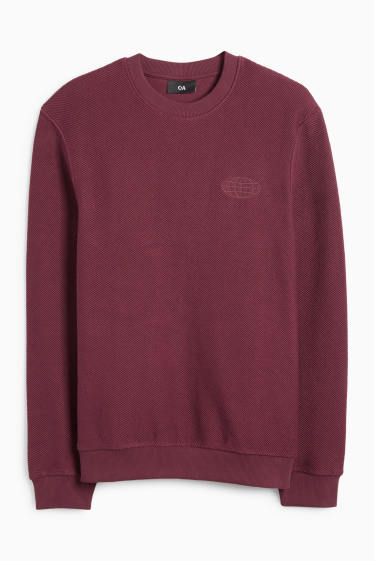 Herren - Sweatshirt - strukturiert - bordeaux