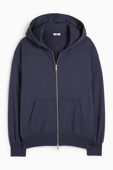 Dames - Sweatvest met capuchon - donkerblauw
