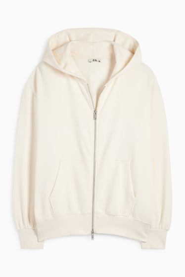Dames - Sweatvest met capuchon - crème wit