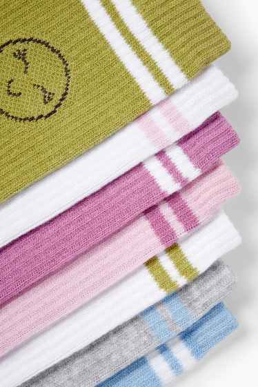 Children Girls - Multipack of 7 - kawaii - tennis socks with motif - light blue
