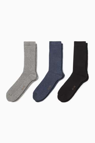 Herren - Multipack 3er - Socken - gerippt - schwarz