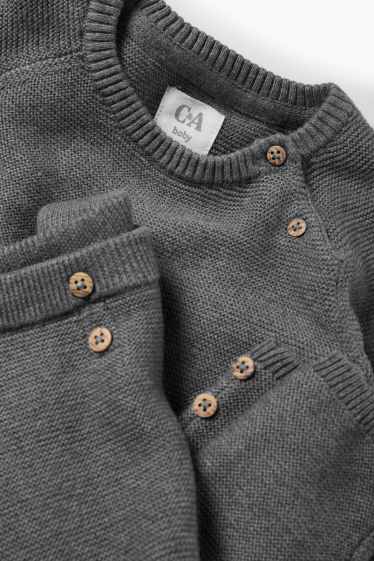 Unisex - Baby-Outfit - gerippt - 2 teilig - dunkelgrau
