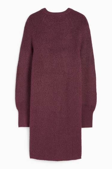 Damen - Strickkleid - gerippt - lila