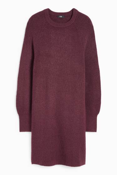 Damen - Strickkleid - gerippt - lila