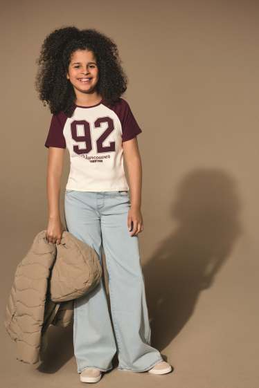 Kinderen: meisjes - Wide leg jeans - jeanslichtblauw