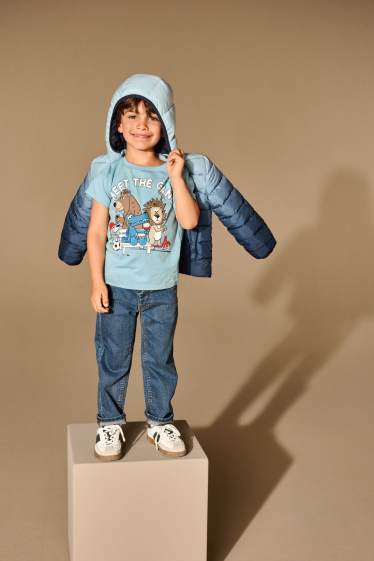 Bambini - Confezione da 3 - animali e città - t-shirt - azzurro