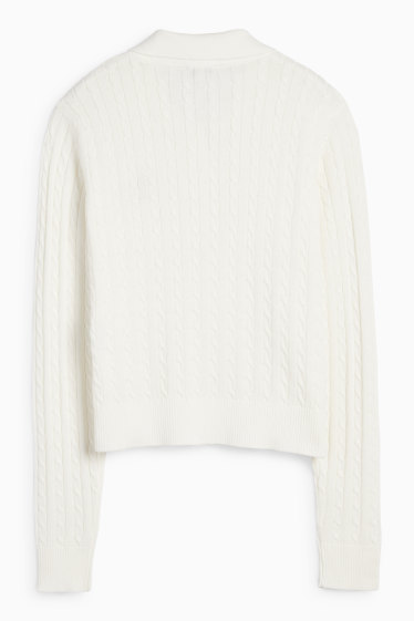Women - Jumper - cable knit pattern - white