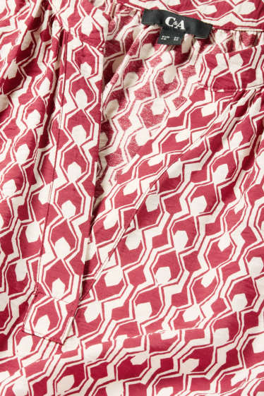 Damen - Bluse mit V-Ausschnitt - gemustert - rot / beige