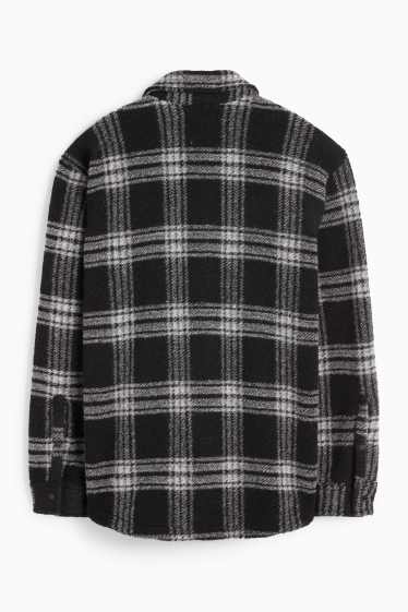 Men - Shirt jacket - relaxed fit - check - black