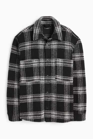 Men - Shirt jacket - relaxed fit - check - black