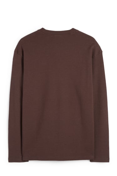 Herren - Langarmshirt - strukturiert - dunkelbraun