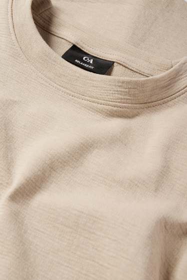Men - Long sleeve top - textured - beige