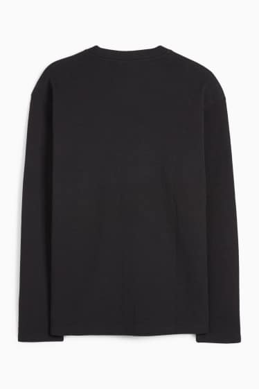 Herren - Langarmshirt - strukturiert - schwarz