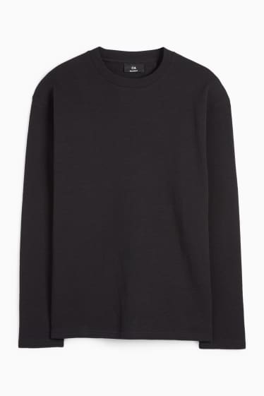 Herren - Langarmshirt - strukturiert - schwarz