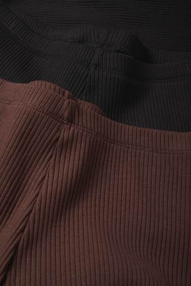 Kinderen: meisjes - Set van 2 - wide leg legging - geribd - zwart