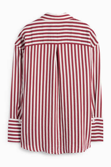 Women - Blouse - striped - red / cremewhite