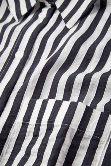 Dames - Blouse - gestreept - donkerblauw / wit