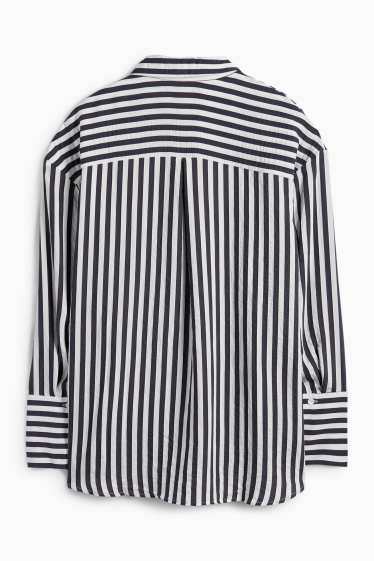 Dames - Blouse - gestreept - donkerblauw / wit