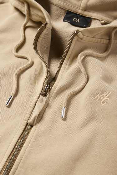 Herren - Sweatjacke mit Kapuze - beige