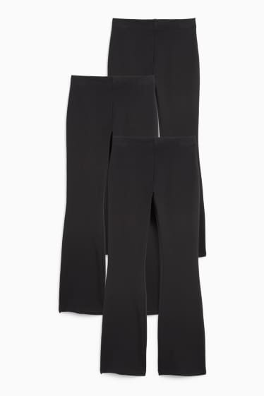 Bambine - Confezione da 3 - leggings termici svasati - nero