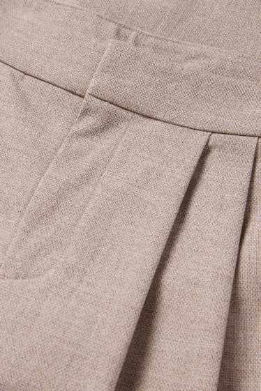 Damen - Business-Hose - High Waist - Wide Leg - strukturiert - beige