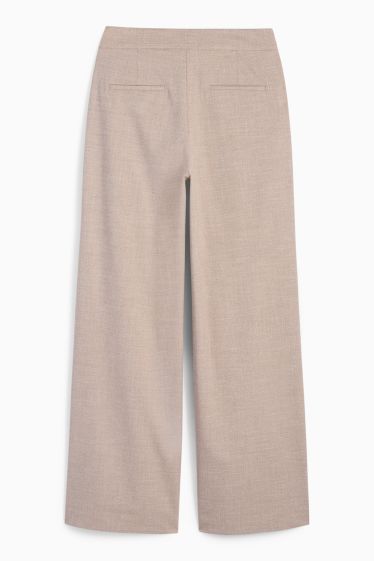 Damen - Business-Hose - High Waist - Wide Leg - strukturiert - beige
