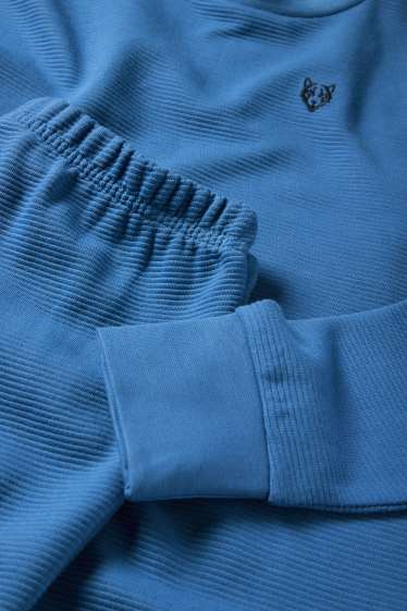 Children Boys - Wolf - pyjamas - 2 piece - ribbed - blue