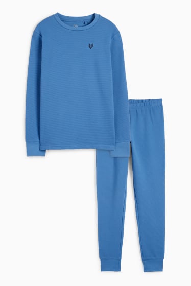 Children Boys - Wolf - pyjamas - 2 piece - ribbed - blue