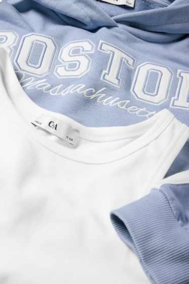 Nena - Boston - conjunt - dessuadora amb caputxa i top - 2 peces - blau clar