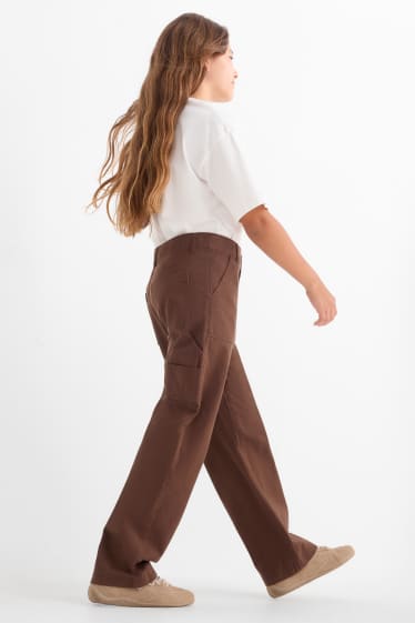 Kinder Mädchen - Stoffhose - dunkelbraun