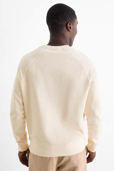 Herren - Langarmshirt - strukturiert - cremeweiss