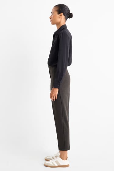 Femmes - Pantalon de toile - high waist - slim fit - texturé - gris foncé