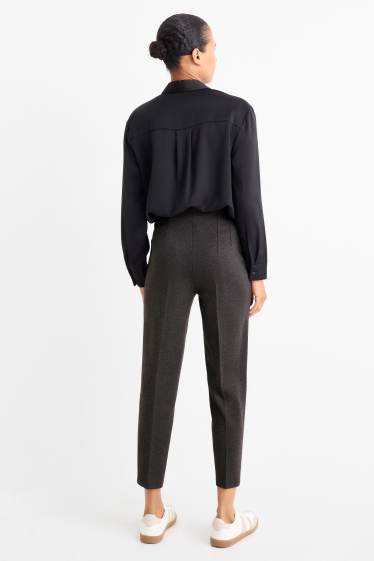 Femmes - Pantalon de toile - high waist - slim fit - texturé - gris foncé