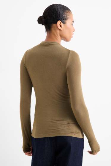 Femei - Tricou cu mânecă lungă basic - verde