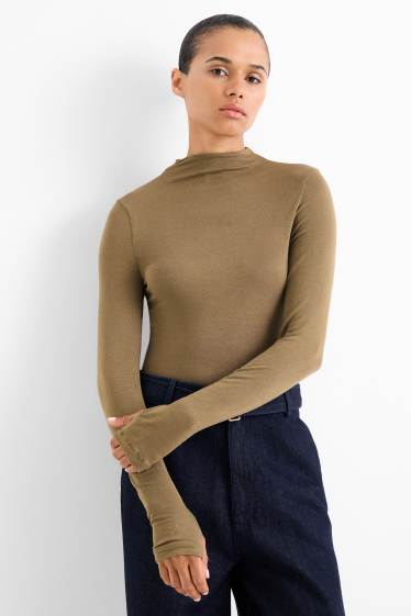 Femei - Tricou cu mânecă lungă basic - verde