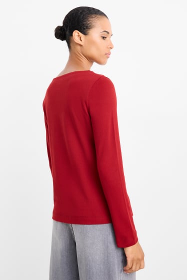 Dona - Samarreta de de màniga llarga bàsica - regular fit - vermell fosc