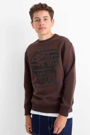 Kinderen: jongens - Skate Team - sweatshirt - donkerbruin