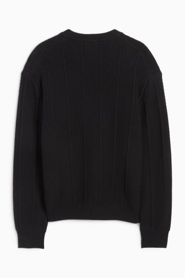 Uomo - Maglione - tessuto tramato - nero