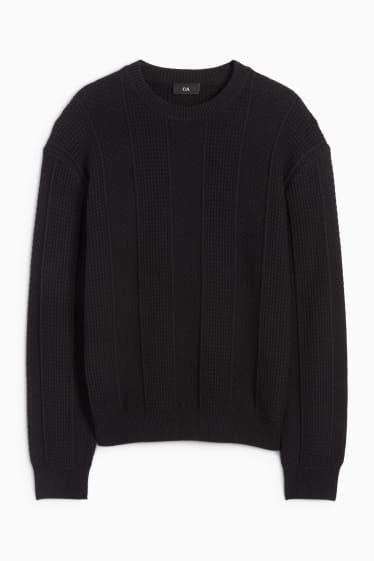 Uomo - Maglione - tessuto tramato - nero
