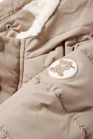 Baby Jungen - Bärchen - Baby-Steppjacke mit Kapuze - beige