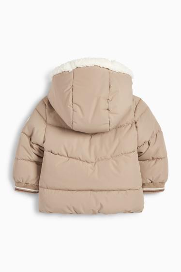 Baby Jungen - Bärchen - Baby-Steppjacke mit Kapuze - beige