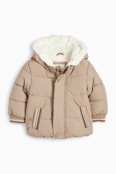 Baby Jungen - Bärchen - Baby-Steppjacke mit Kapuze - beige