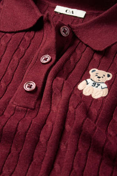 Femei - Pulover - cu torsade - bordo