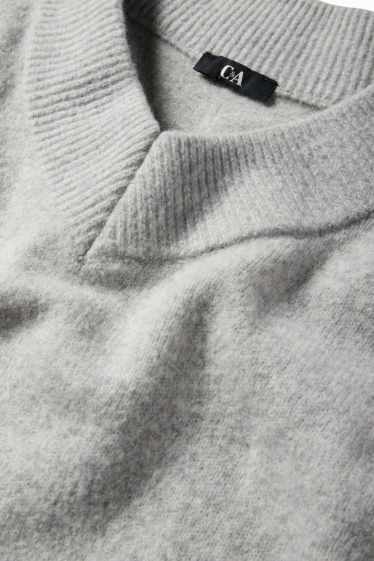 Donna - Maglione con scollo a V - grigio chiaro melange