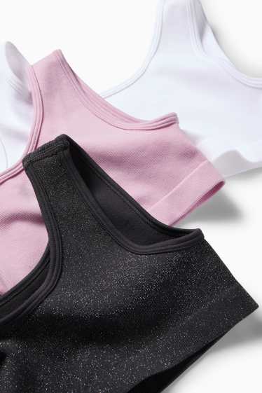 Kinderen: meisjes - Set van 3 - bustier - geribd - donkergrijs