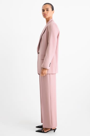 Dámské - Business kalhoty - high waist - wide leg - růžová
