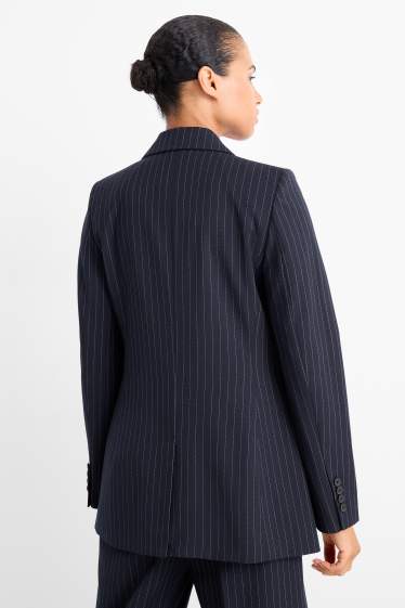Femmes - Blazer long - regular fit - fines rayures - bleu foncé